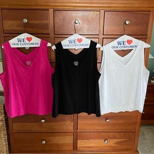 Perfect for hot summer days! 3 yes 3 - Chico’s double v-neck tank tops! Size XL
